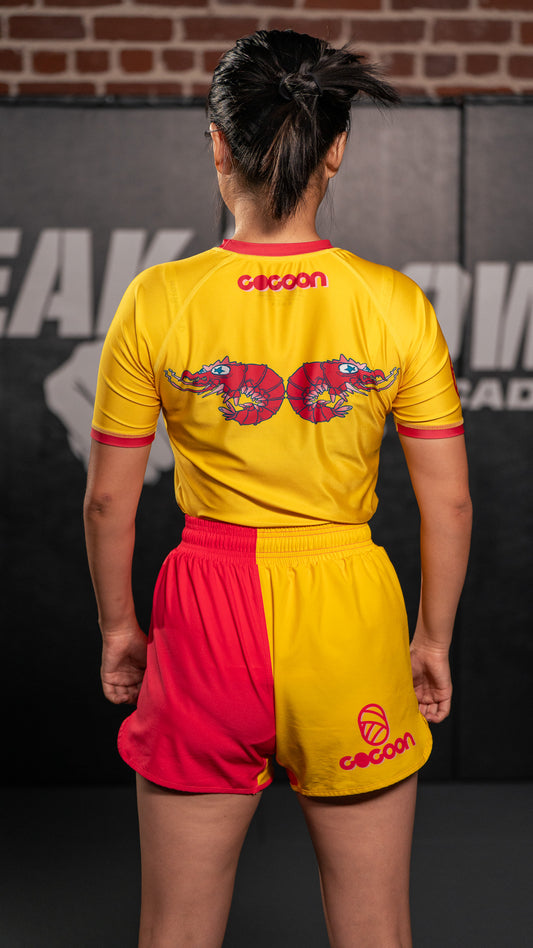 "Shrimp Out" Yellow Rash Guard