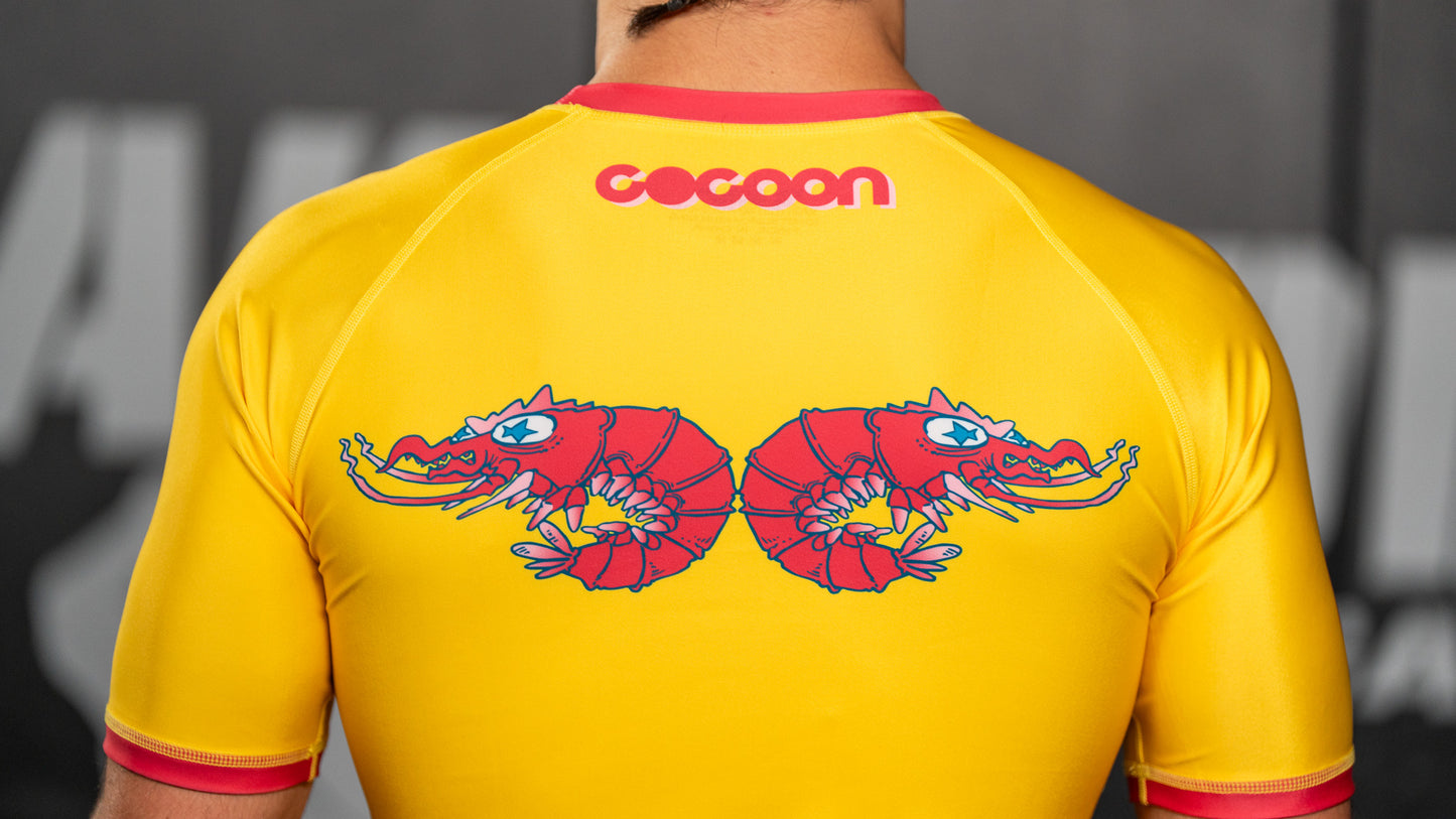"Shrimp Out" Yellow Rash Guard